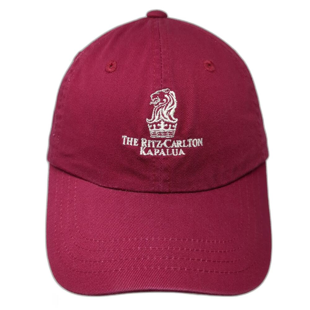 Imperial Baseball Cap Red One Size Ritz-Carlton Kapalua Golf Lion Strapback Hat